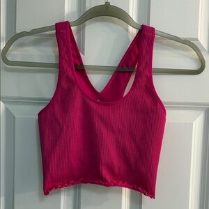 Spiritual Gangster Pink Ribbed Tank Top